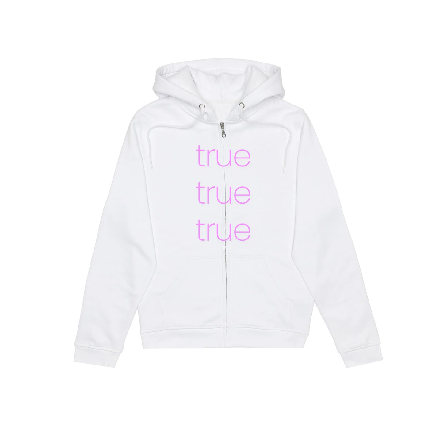white ‘true’ zip up