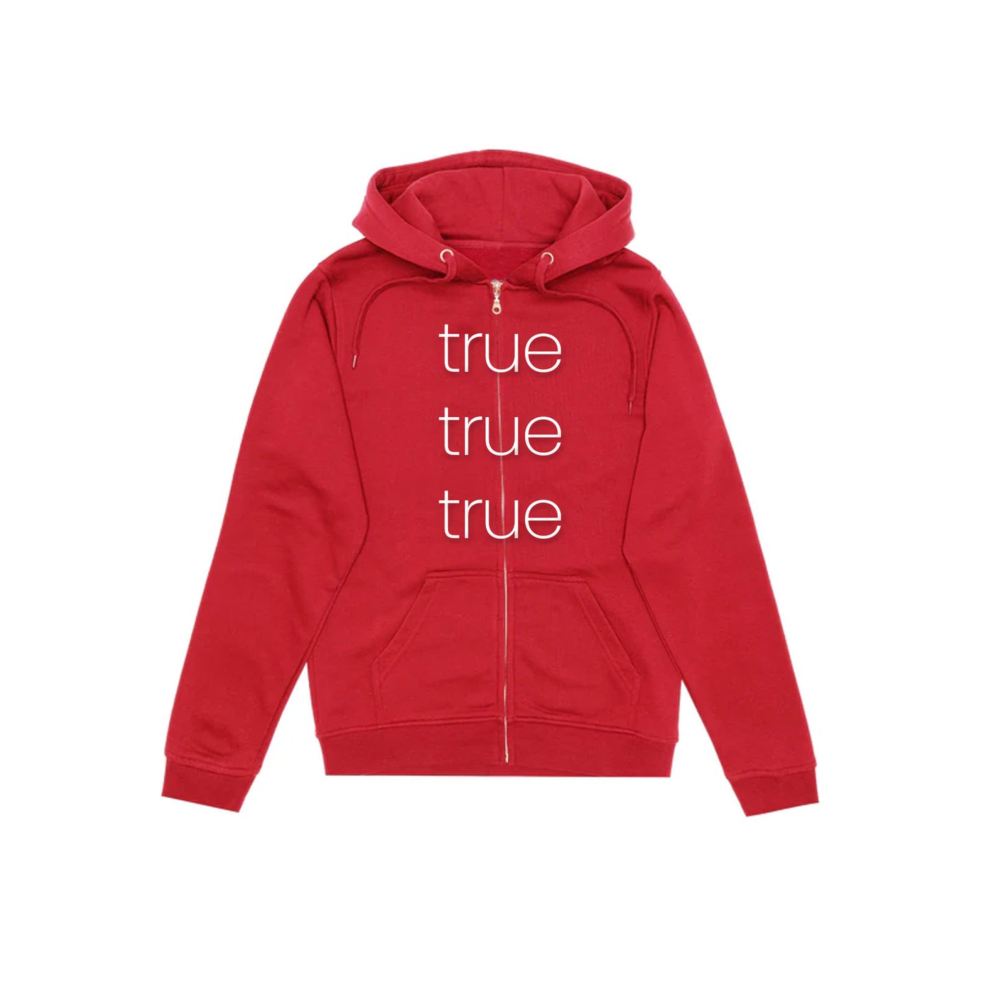 red ‘true’ zip up